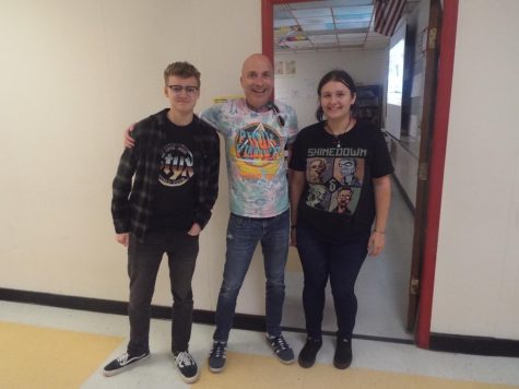 Liam Day, 11th Grade; Mr. Ryder Cullison, English Teacher; Grace Schwabline, 11th Grade