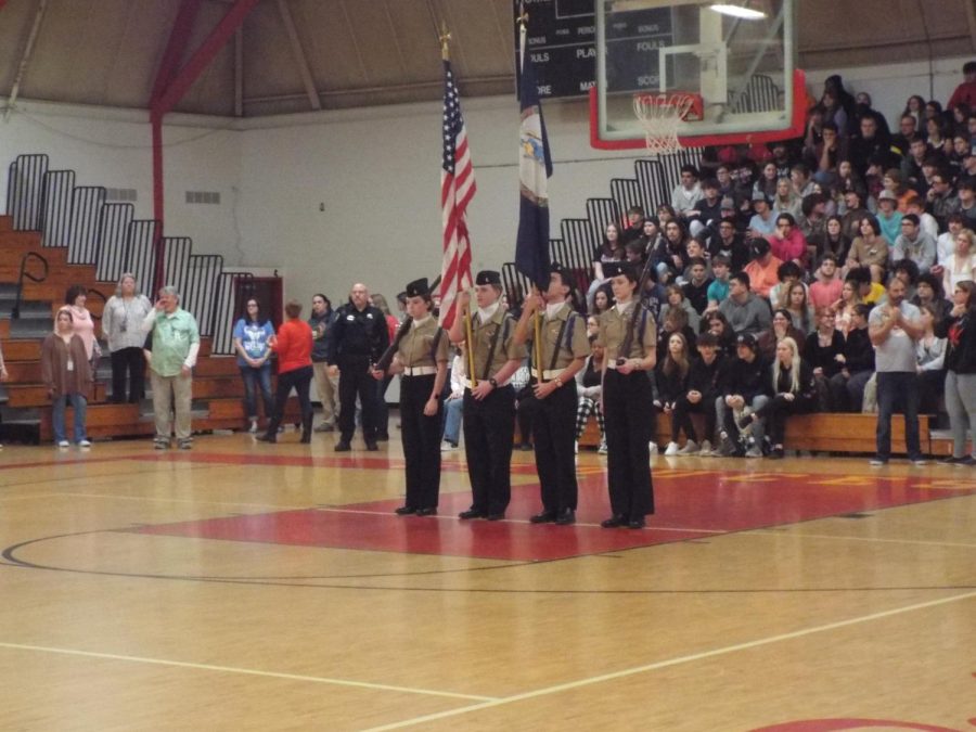 NJROTC+presents+the+Colors+and+Chorus+performs+National+Anthem