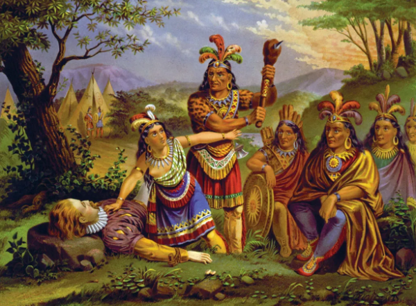 Illustration of Pocahontas saving John Smith